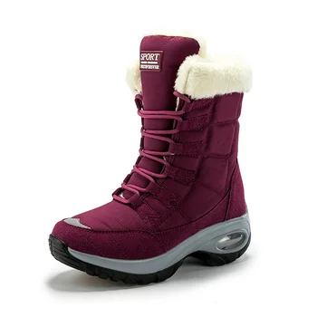 Нови зимни дамски обувки с Високо качество, запазването на топлина в зимните ботуши до средата на прасците, женски удобни дамски обувки дантела, Chaussures Femmev889