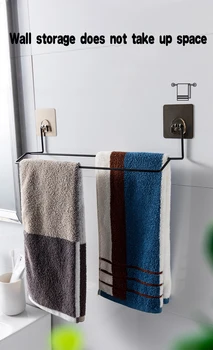 Закачалка за кърпи без перфорация, закачалка за съхранение на хавлиените кърпи в банята, двухполюсная однополюсная закачалка за кърпи, Стенни Водоустойчив и влага