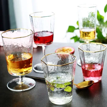 Безоловен стъклена чаша творчески осмоъгълни чук модел пном пен чаша за вино на чаша за шампанско, чаша вино, чаша