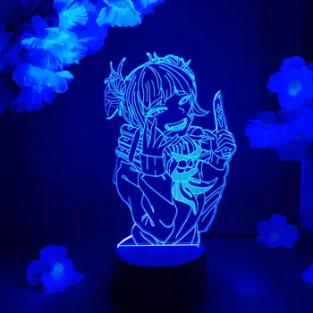 Тога Аниме Моят Герой Академия Фигура 3D Нощни осветителни Тела Boku No Hero Academia Химико Тога Акрилна Настолна Лампа за Декорация на Спалнята