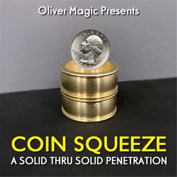 Компресия На Монети Оливър Магията Трикове За Проникване Монети Магическа Магьосникът Близък План На Илюзията Трик Подпори Ментализм Тръба Магия