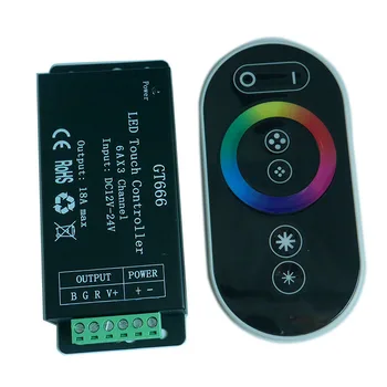 Търговия на едро с 1 бр. DC12-24V 6Ax3channel Max 18A RGB контролер GT666 Сензорен led димер за 5050 RGB led лента безплатна доставка