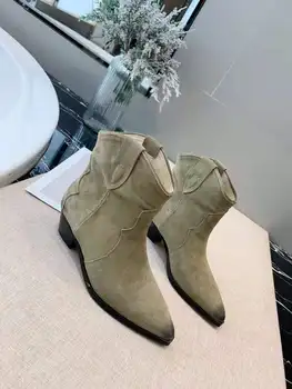 Дамски обувки От естествен Велур Dewina Ботуши Парижките Модни Ботильоны