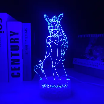 Overlord Narberal Гама Аниме LED Крейк Бял Основен лека нощ за Дете, Подарък за Рожден Ден Декор за Спалня лека нощ 3D Настолна Лампа