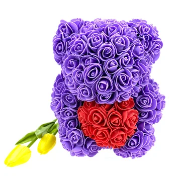 2020 Гореща Разпродажба 25 см Мечка от Рози от Изкуствени Цветя Дома Сватбен Подарък DIY Евтини Сватбени Декорации Подарък Кутия Венец Занаяти