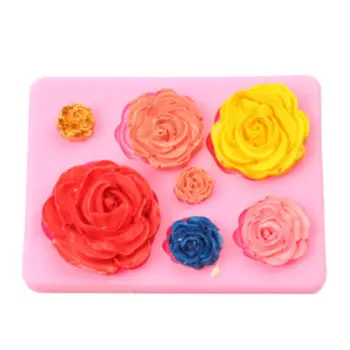 3D Рози Цвете Силиконова Форма За празни приказки Декор на Тортата Инструменти За Печене Шоколад Форма 7 Цвята