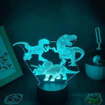 Динозавър Животно тиранозавър рекс Трисератопс 3D Led Лампи RGB USB Нощни осветителни Тела, Подарък За Рожден Ден За малко Дете детски Спалня Декорация на Масата