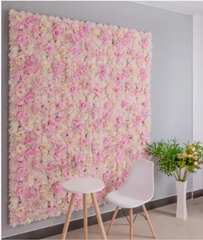 2019 последният Бял или Светло розово на цветя сватба стенен цветен фон с алуминиева стойка за тръби Украса на сватбената сцена