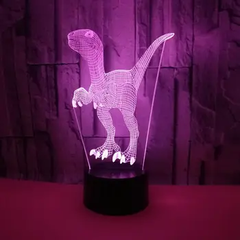 3D Led Лампа нощна светлина Динозавър Серия 16 Вида Цветя 3D лека нощ Дистанционно Настолни Лампи, Играчки, Подарък За дете Декорация на Дома