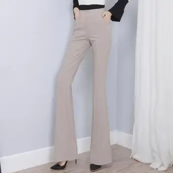Новата пролетно-есенни разкроена панталони с висока талия, дамски панталони, стрейчевые ежедневни Тънки панталони пълна дължина, панталони-клеш 2xl r196