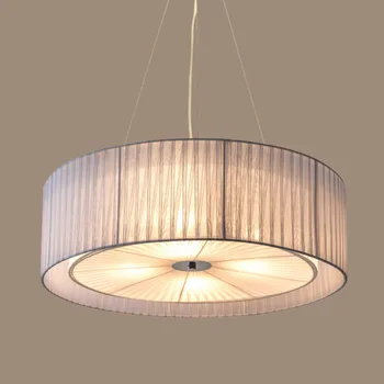 Съвременната скандинавска хол желязна лампа E27 полилеи САМ home deco кръгла ресторанная полилей лампи марля текстилен лампа