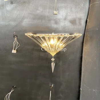 Скандинавски Прозрачен Кристал, с монтиран на стената Лампа, Стенни Френска лампа с Модерен Дизайн