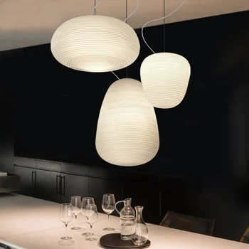 Скандинавски LED Млечно-Бялата Стъклена Окачена Лампа, за Декорация на Дома, Хол Основна Спалня Настолна Лампа Проста Трапезария Таванна Лампа