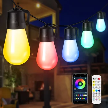 RGB Smart LED Струнни Светлини Външна Венец Страхотна Светлина Приложение за Дистанционно Управление Водонепроницаемое Коледа Сватбена Осветление Градински Интериор