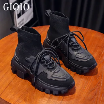 Gioio/дамски обувки от 2021 г.; дамски обувки; дамски обувки Martin в масивна ток; модни Ботильоны на платформата с преминаването каишка и перлената веригата на дебелите ток