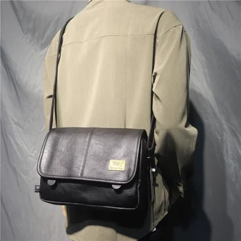 Корейската мода мъжка чанта-месинджър за почивка от изкуствена кожа, хоризонтална мъжка чанта на едно рамо, корейската локомотивная чантата на пощальона