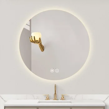 Кръгло Огледало За Баня С Led Подсветка Сензорно Управление Съвременно Голямо Тоалетен Огледало Smart Art Светкавица Espejo Led Room Decor EB5JZ