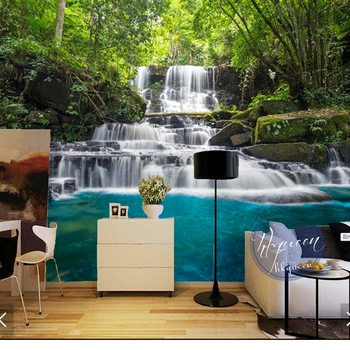 Потребителски тапети с природен пейзаж, Гори и водопади, 3D фотообои за хол, спалня, фонова стена, PVC тапети