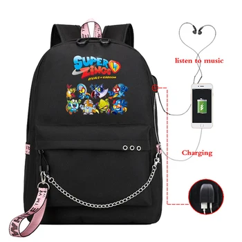 Гореща Разпродажба на Супер Zings Раница USB Дизайн Раници Тийнейджъри Раница Обувки За Момичета Супер Zings Училищна Чанта Модни Студентите Bookbag Пътна Чанта