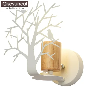 Qiseyuncai Скандинавски модерен изкован малък стенен лампа във формата на дърво креативна стълба за преминаване от дневна стена спалня прикроватное осветление