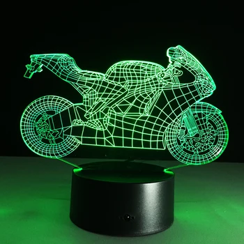 Нов мотоциклет 3D лека нощ производител на Седем сензорни цветни видения светодиодна настолна лампа USB smart home decoration лампа