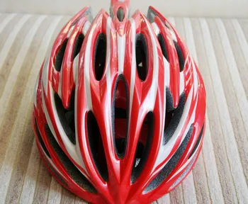 Велосипеден шлем червен бял МЪЖ ЖЕНА ВЕЛОСИПЕДЕН ШЛЕМ свръхлеки на Велосипедни каски 250 г 54-58 см 27 дупки Възрастни унисекс