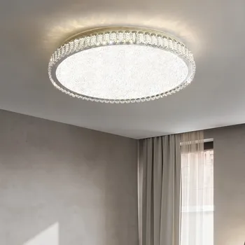 Модерна проста ультратонкая луксозна висококачествена кристален таванна лампа за спални, стайна лампа, атмосферни фаровете, кръгъл кристален лампа