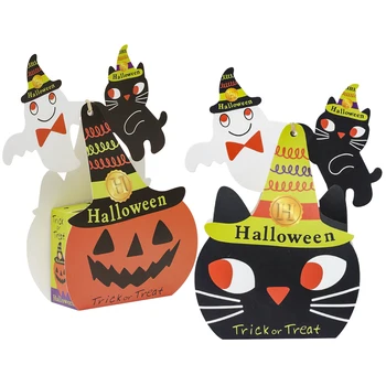 5ШТ Честит Хелоуин Чанта Бонбони, Подаръчни Опаковки За Бисквити Бисквити Закуски Хартиени Опаковъчни Торбички С 3D Карта Вечерни Украса за Доставка