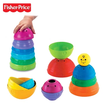 Fisher-Price Brilliant Basics Чаши Stack & Roll, Детска Развитие На Играчка Pierwsze Klocki Malucha K7166 За Подарък За Рожден Ден На Дете