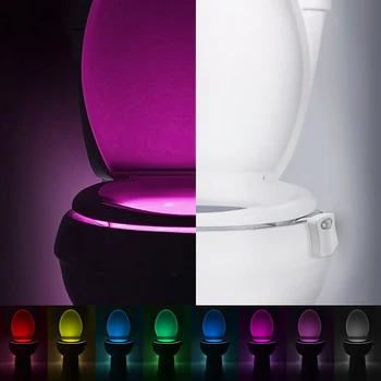 Интелигентен Сензор за Движение PIR Седалка За Тоалетна нощна светлина 8 Цвята Водоустойчив Осветление За Тоалетна Led Лампа Luminaria WC, Тоалетка, Лампа,