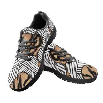 Yikeluo/ Луксозен Дизайнерски Обувки За Жени, Прекрасни Творчески Ежедневни Маратонки с Изображение на Тигър и Животни, Лека Окото Обувки Дантела