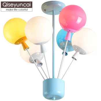 Qiseyuncai Скандинавски модерна детска стая обикновен цветен балон тавана лампа творчески балон момиче спалня лампа безплатна доставка