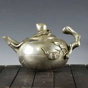 Най-старите Китайски Тибетски сребърен Зодиакални Праскова чайник, ръчна изработка, винарска гърне