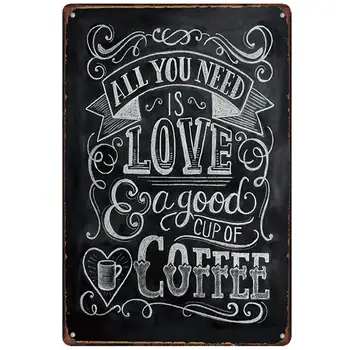 Ретро Дизайн Хубава Чаша Кафе Тенекеджия Метални Табели, монтаж на стена Изкуството|Дебели Tin Печат на Плакат Монтиране на Украса за Кафе/Кухня/Кафене