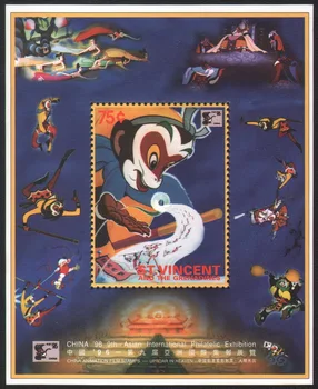 1 лист на Нова пощенска марка Сейнт Винсент 1994 Китайски крал на Маймуните Създава проблеми в небето Сувенирни марка MNH