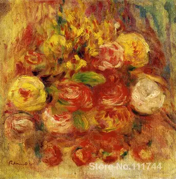 Портрети на импресионисти Цветя във ваза със син декор на работа на Пиер Огюст Реноар Картини, ръчно рисувани с високо качество