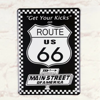 Route 66 Метална Лидице Знак Художествен Плакат Ретро Домашен Пъб Бар Декора На Стените