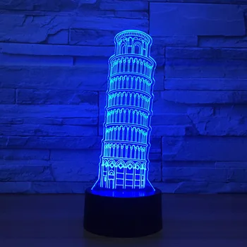 Наклоняющаяся Кулата Форма на Акрилна Led Лампа Часовниковата Кула 3D лека нощ За най-малките деца на Смърт Осветление 3D лампа