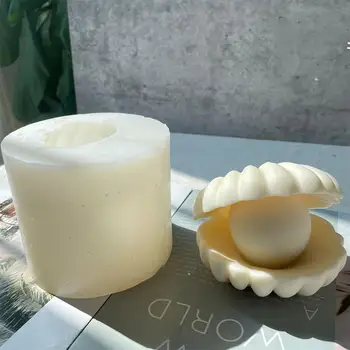 3D Перлата на Морска Мивка Мухъл Соево Свещ Осъществяване Ароматерапия Ins Занаят Изкуството на Украса Сватбена Торта Ретро Сапун Сладкиши Домашно Ароматизирани Z4F7