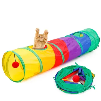 Сгъваем котешки тунел пътна играчка за котки котешки тунел пухкава топка интерактивна играчка за котки