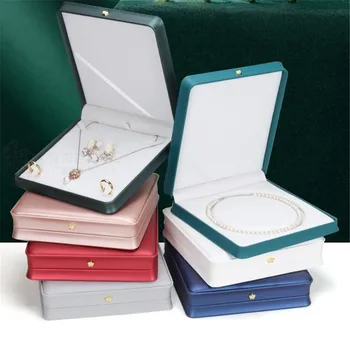 Нов Преносим Кутия За Съхранение На Бижута Квадратна Короната Перлена Огърлица Дисплей На Скоростната Сватбена Колие С Висулка Ковчег За Бижута Подарък Опаковъчна Кутия
