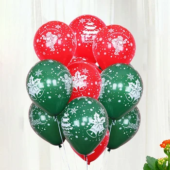 10 БР Зелен Червен Латексный Топка 12 Инча Снежинка Печат на Коледно Парти Украса Балон на Едро Подарък
