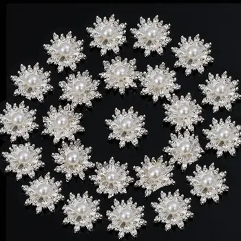 10ШТ Копчета САМ Занаят 16 мм Кристал Снежинка Flatback Копчета Покритие Перлена Родословни Декорация на Дрехи Шевни Аксесоари
