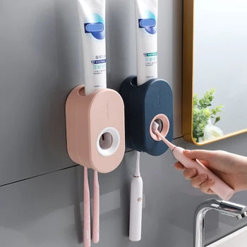 Голяма автоматично съкращаване на паста за зъби стенен паста за зъби багажник на паста за зъби, опаковка притежател на четка за зъби чаша