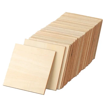 Непълни Дървени Заготовки 50 Бр 4-Инчов Квадратни Заготовки От Дърво С Изрези За 