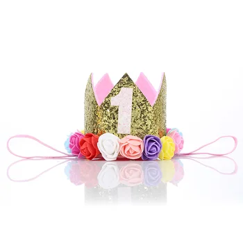 детска шапка за рожден ден, детски превръзка на главата-шапка с корона за рожден ден, облекло за рожден ден, шапки малка принцеса и малък принц