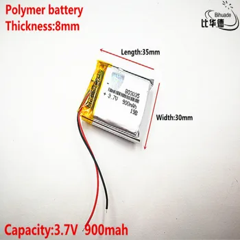 Добро качество на 3,7 В, 900 mah, 803035 Полимерна литиево-йонна/литиево-йонна батерия за ИГРАЧКИ, POWER BANK, GPS, mp3, mp4