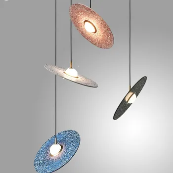 Скандинавски модерен диск летяща чиния креативна терраццо полилей моделиране хол с трапезария и художествена украса Полилей