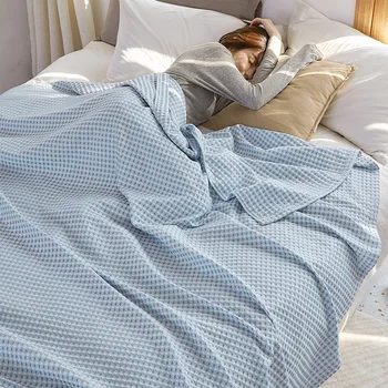 Японското вафельное одеяло за почивка, памучно покривка за легло в спалнята, покривка за дивана, покривки и покривка за дивана, начало декор, Лятото е прохладно одеяло