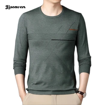 Liseaven Пуловер Мозайка Шарени Пуловери 5 Цвята Мъжки Пуловер С Кръгло Деколте Мъжки Трикотаж Мъжки Pull Homme 2022